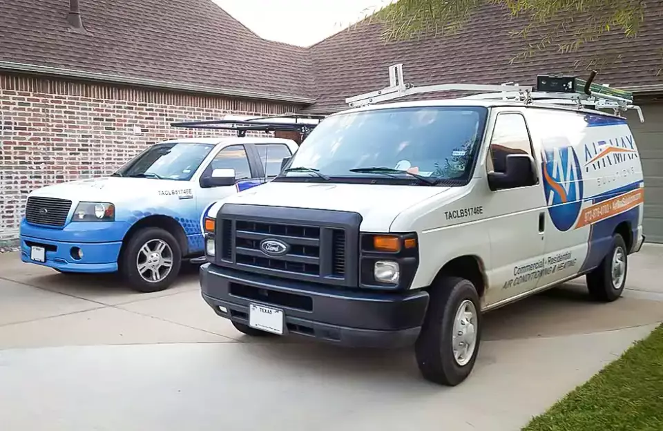 The Air-Max Solutions work trucks ready to dispatch to an AC repair